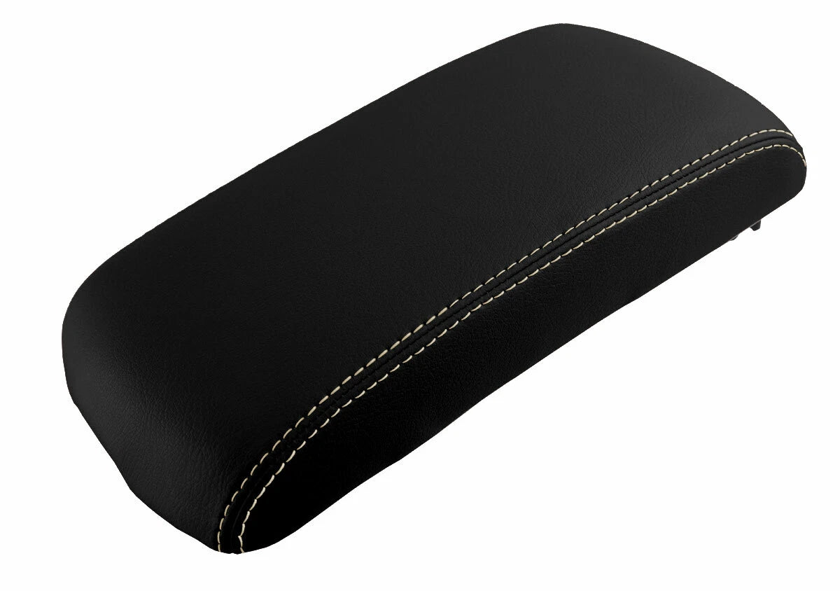 Leather Console Lid Armrest Cover for Nissan Rogue (2008–2013) Beige Stitch