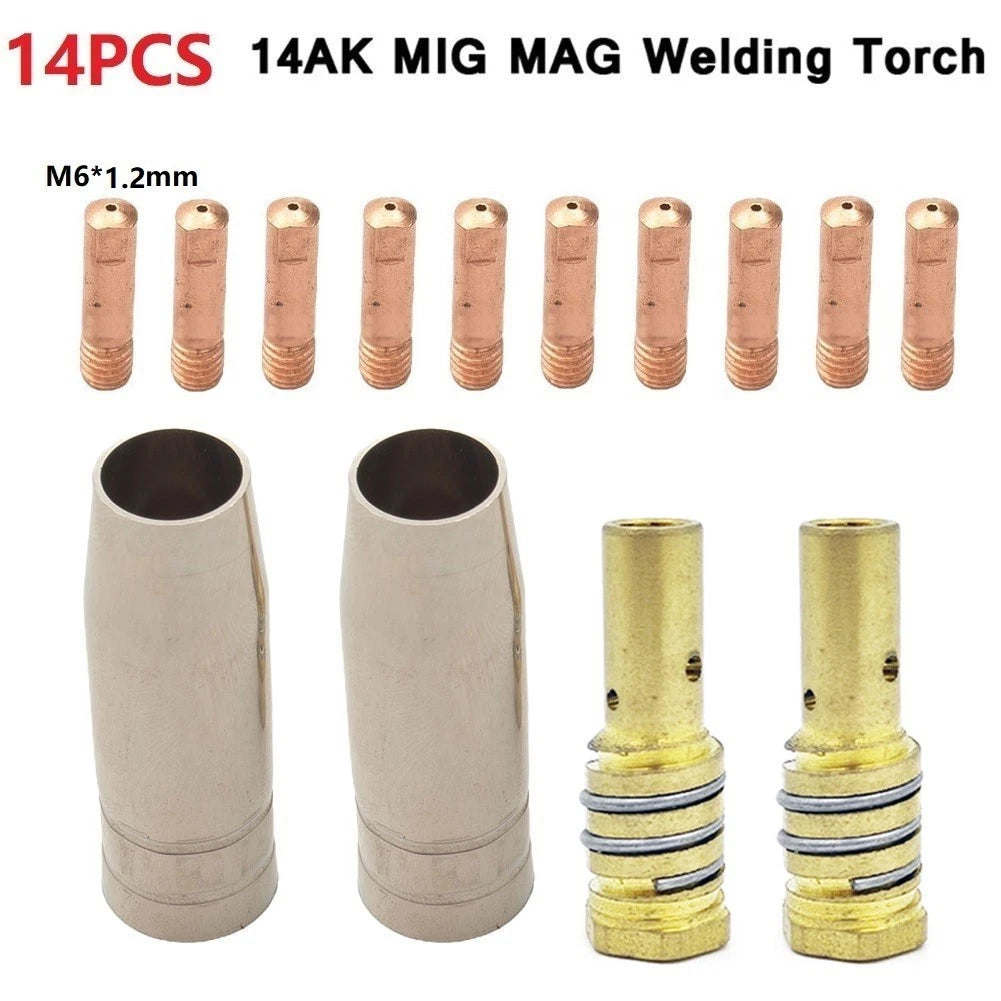 14Pc Torch Gas Nozzle Tip Holder for MIG Welding (Fits )