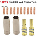 14Pc Torch Gas Nozzle Tip Holder for MIG Welding (Fits )