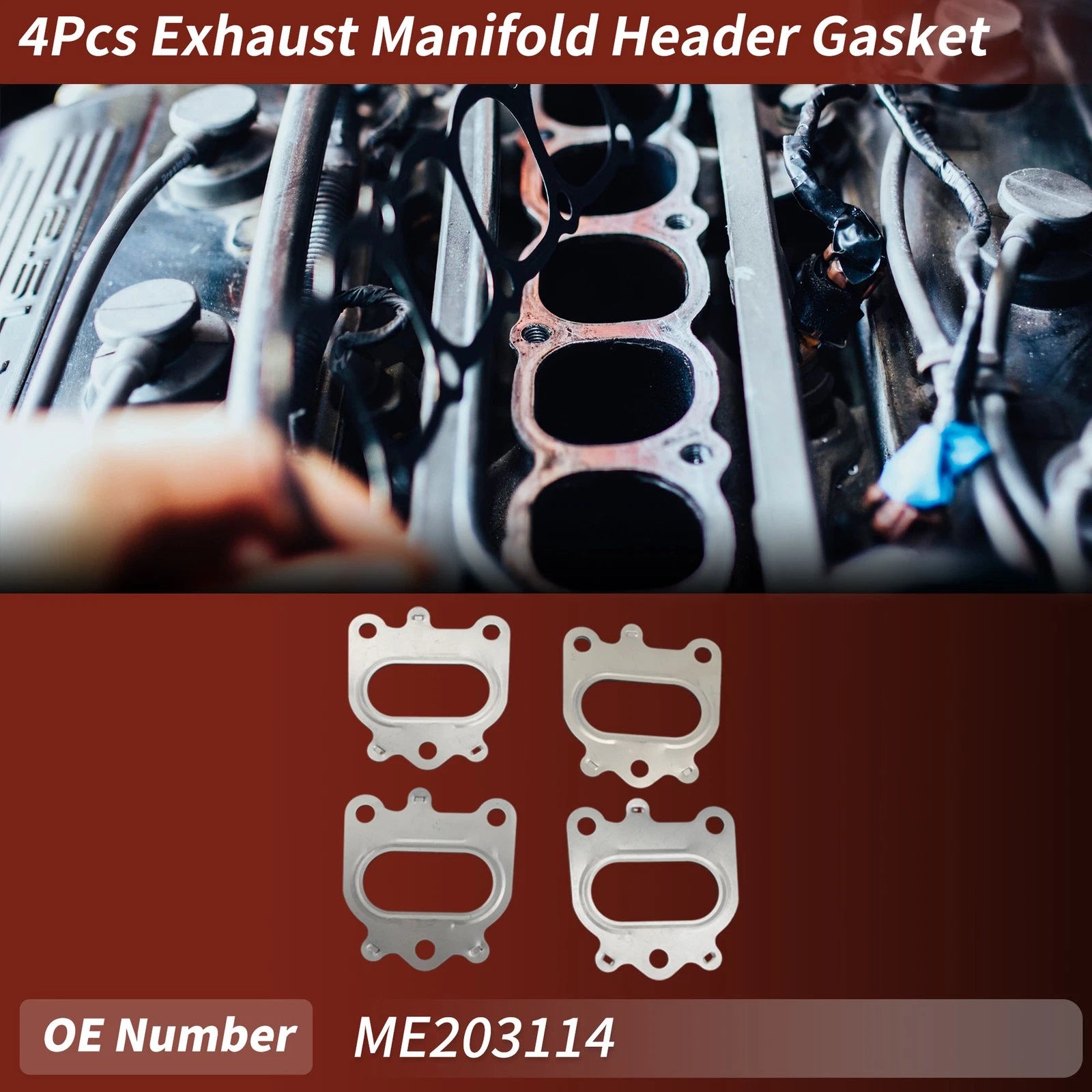 Set of 4 Exhaust Manifold Header Gaskets for Mitsubishi Pajero (1999–2006) No.ME203114