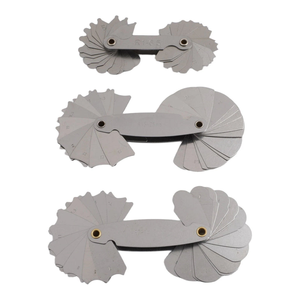 3pcs Stainless Steel Radius Gauge Set for Accurate Concave Measurement