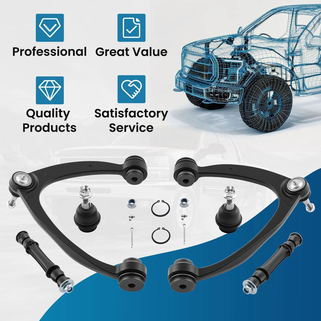 6x Front Upper Control Arms Kit for Chevy Silverado Sierra 1500 Tahoe (2007–2013)