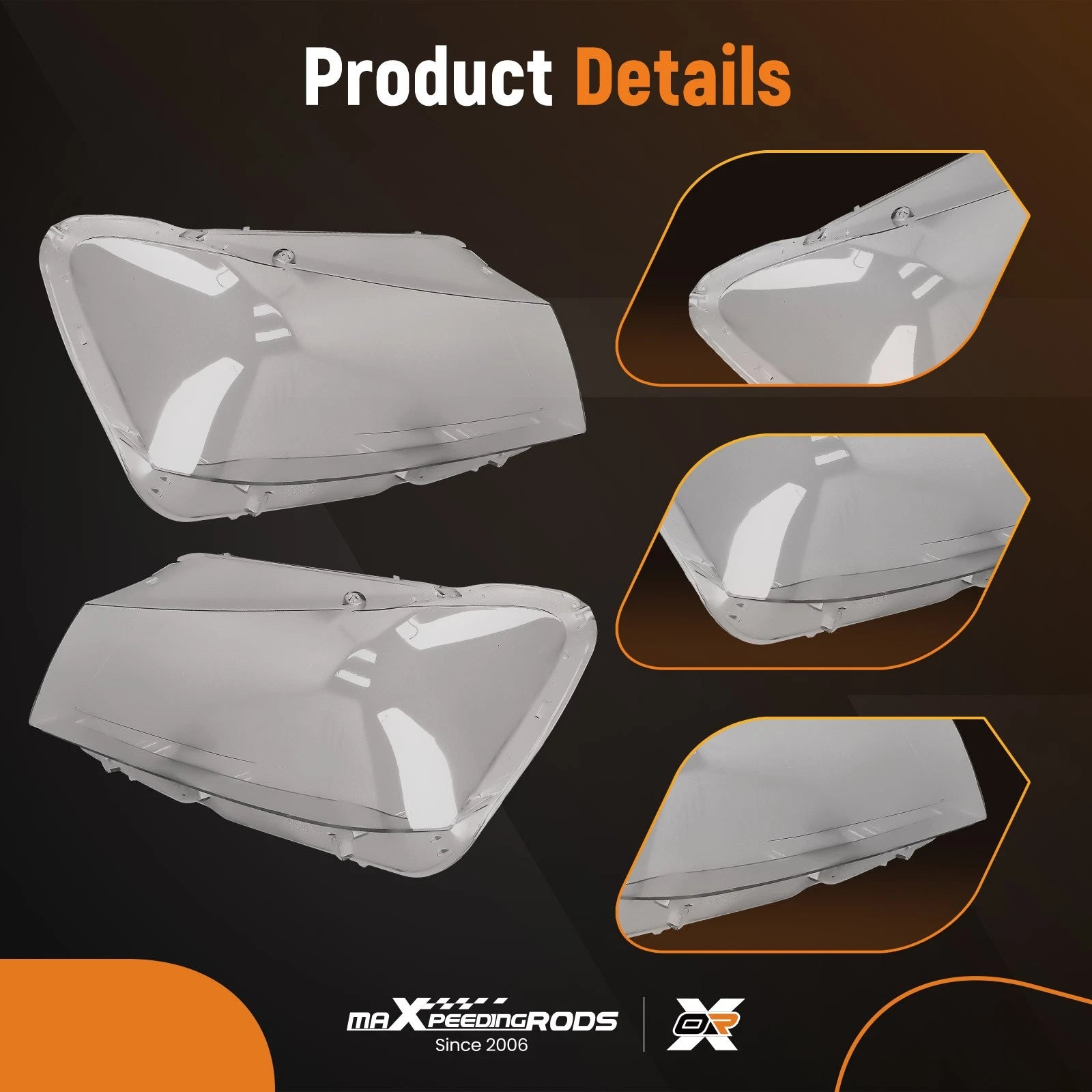 Pair Headlight Lens Cover for BMW X3 F25 (2011–2014) Polycarbonate