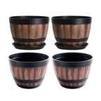 2X Plastic Flower Pots for Healthy Growth - Wine Tub Shape with Drainage