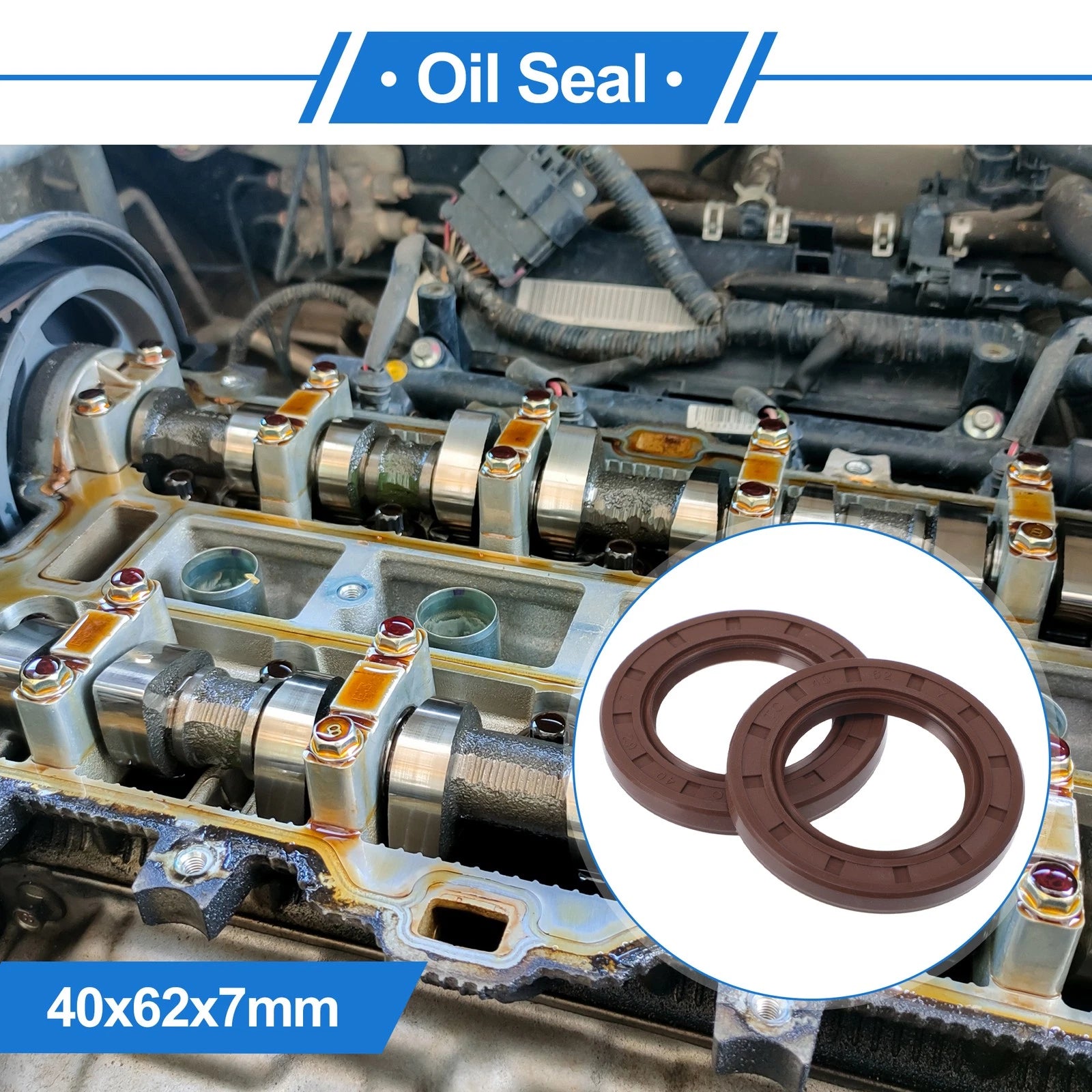 2X Oil Seal Rotary Shaft Seal FKM Rubber 40x62x7mm for Various Models