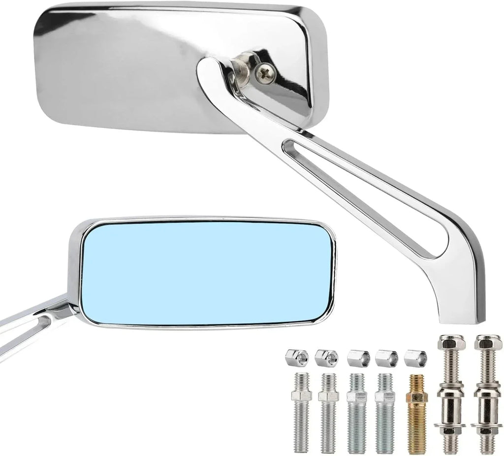 Chrome Rectangle Motorcycle Side Rear Mirrors for Harley Softail Sportster