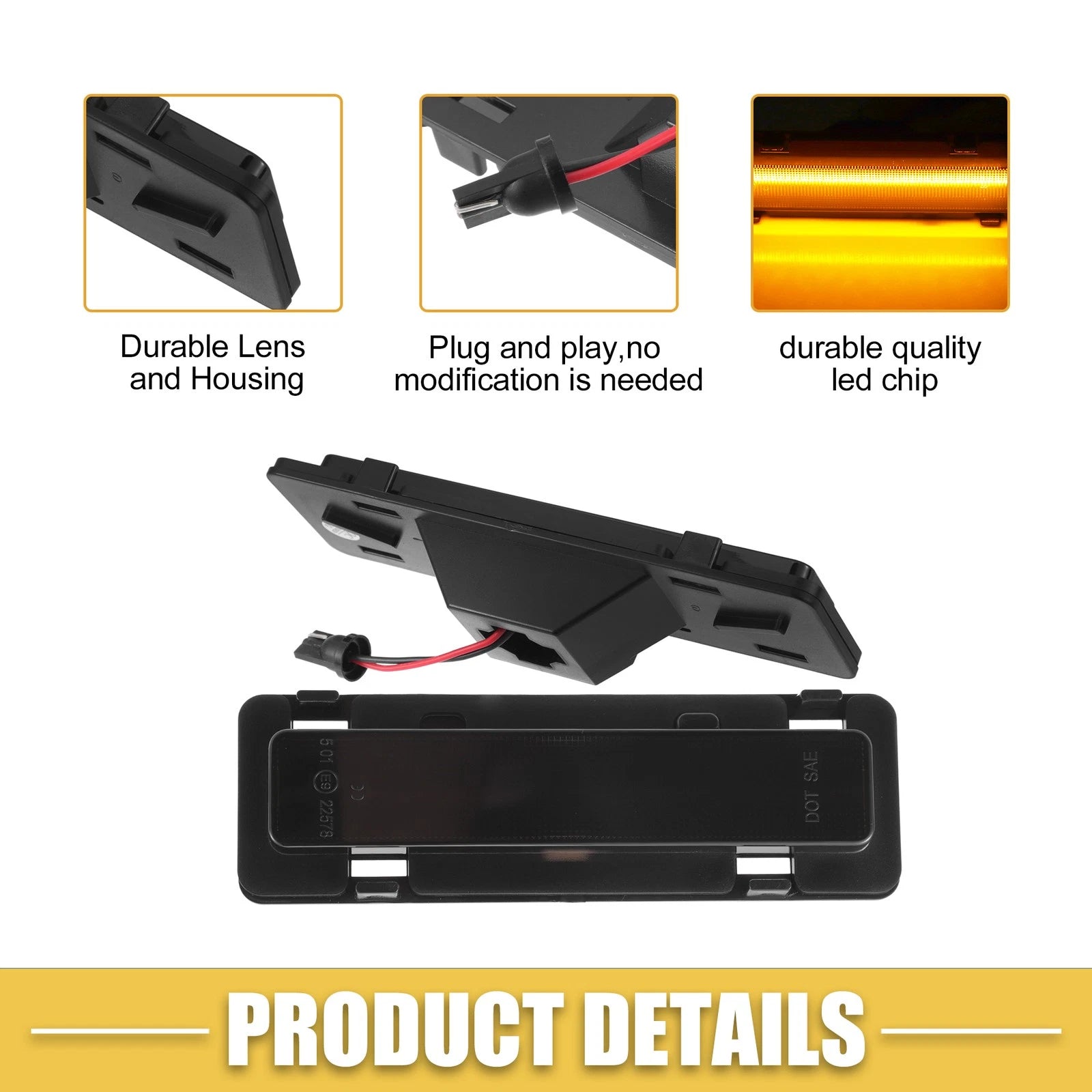 2X Front LED Side Marker Lights for Chevy Camaro (2010–2015) 915589, 718844746397