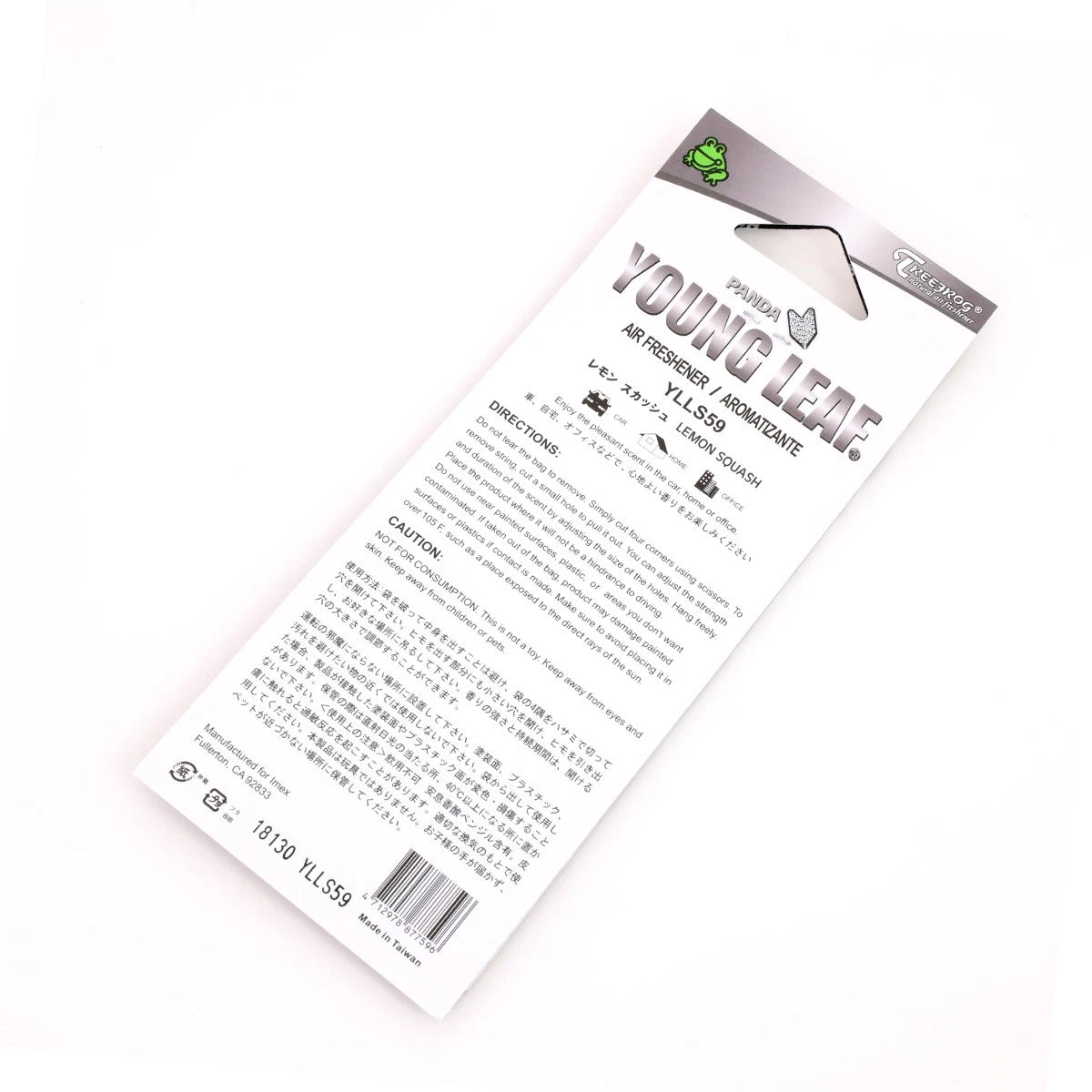 Hanging Air Freshener for Car Office - Tree Frog Wakaba Young Leaf Lemon Squash