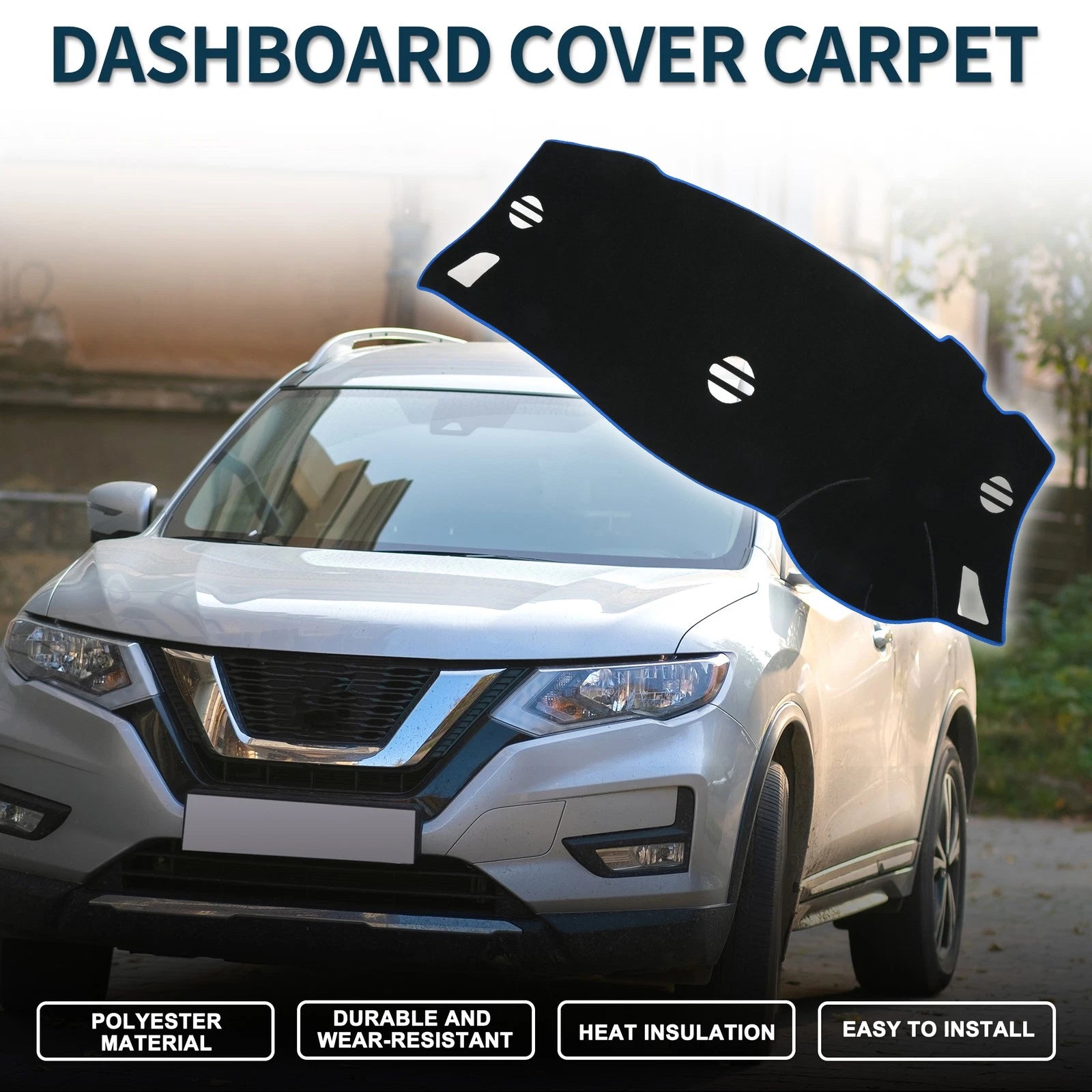Dashboard Dash Cover Mat for Nissan Elgrand E52 (2010–2024) Black Blue Set of 1