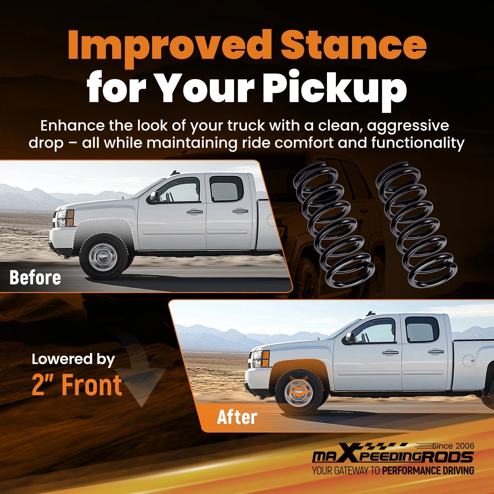 2" Front Lowering Coil Springs for Chevy Silverado GMC Sierra 1500 (1999–2007)