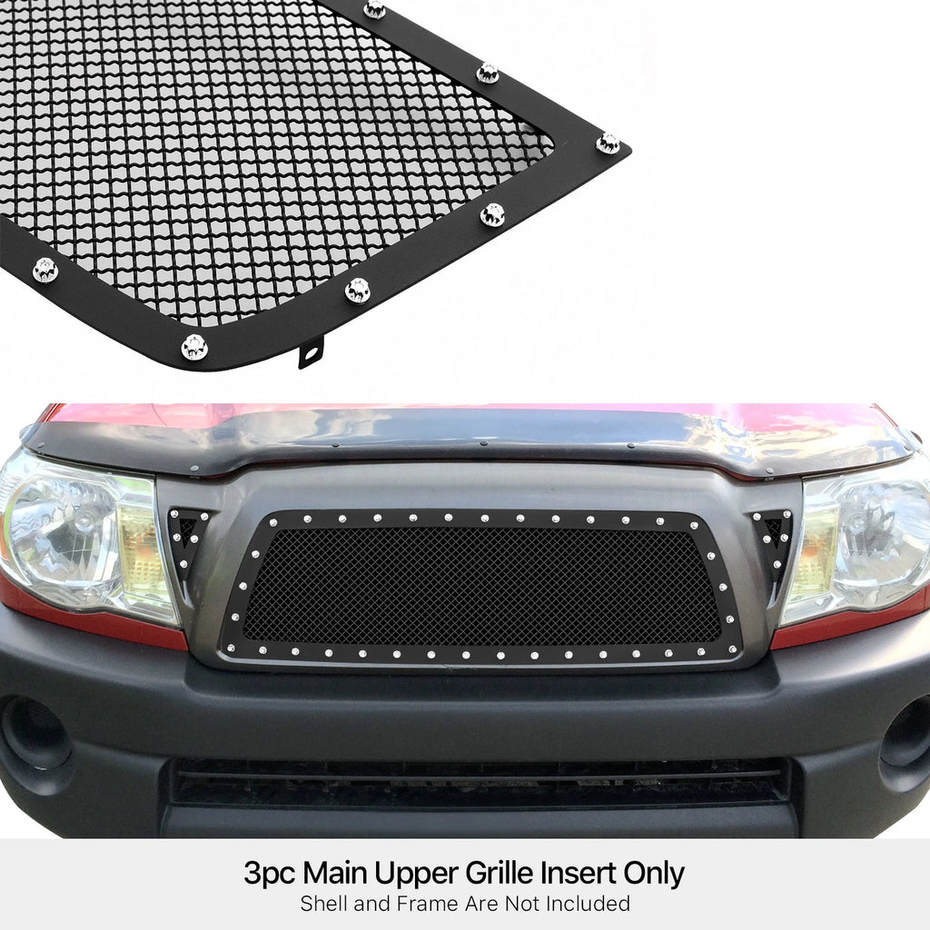 Stainless Black Rivet Mesh Grille Insert for Toyota Tacoma (2005-2011)