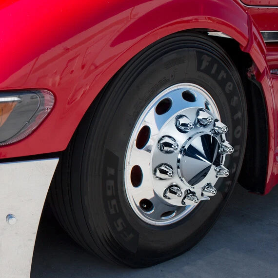 Chrome Slotted Bullet Lug Nut Covers Push-On for Set 1-1/2" (2-3/4")