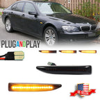 Smoked Dynamic Amber LED Front Side Marker Lights for BMW 7-Series (2002–2008)