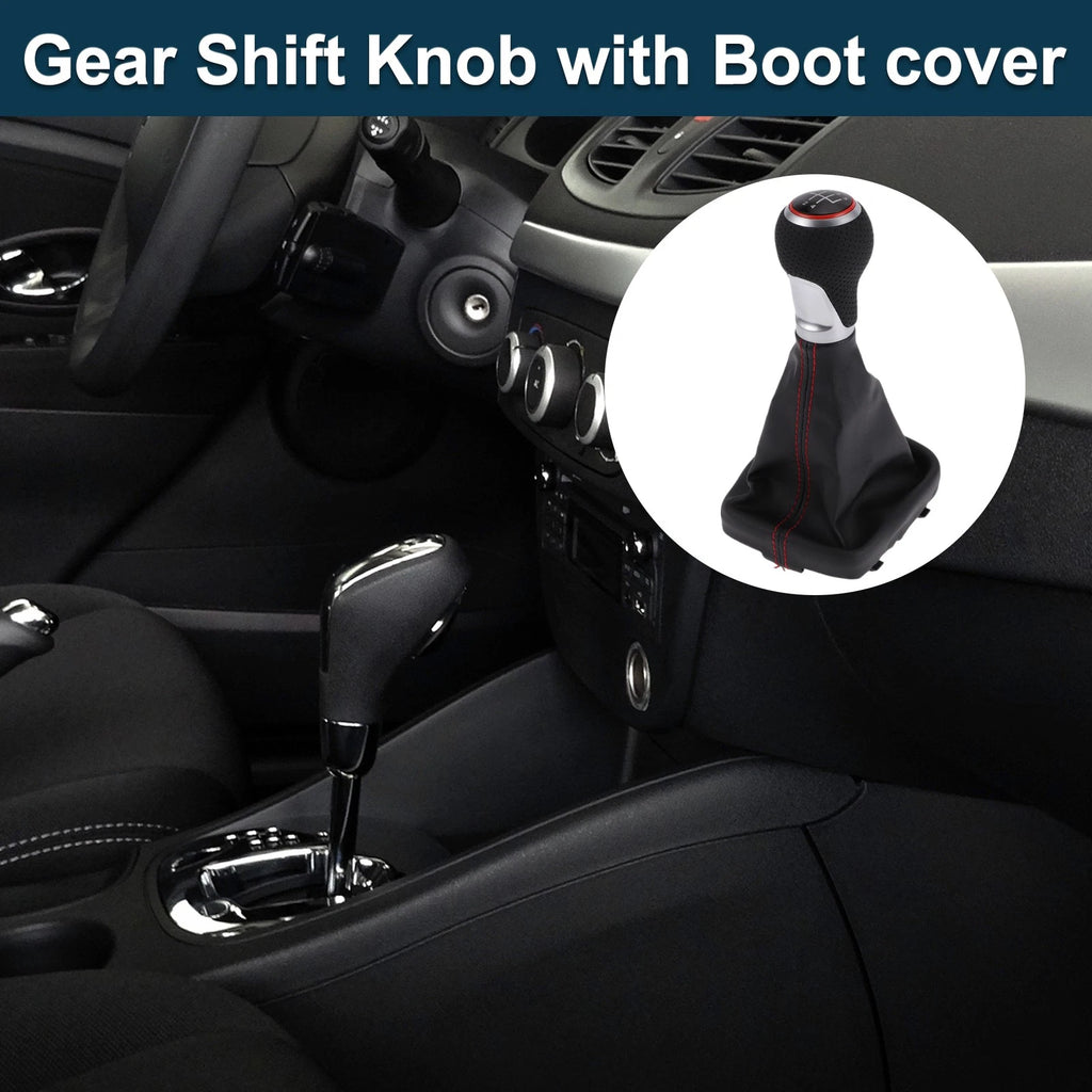 5 Speed Shift Knob with Boot Cover for Audi A3 S3 8P (2003–2013) Black Red