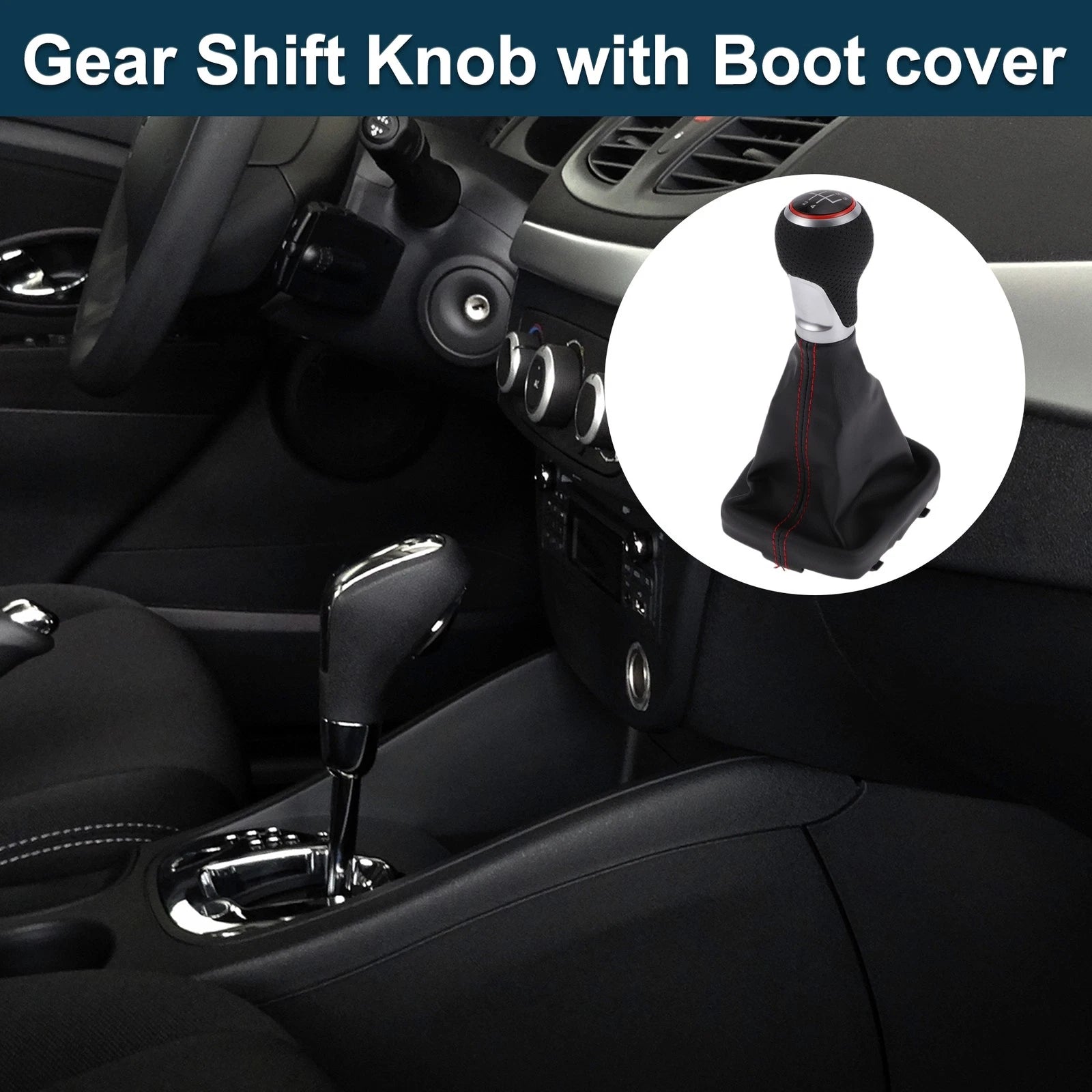 5 Speed Shift Knob with Boot Cover for Audi A3 S3 8P (2003–2013) Black Red