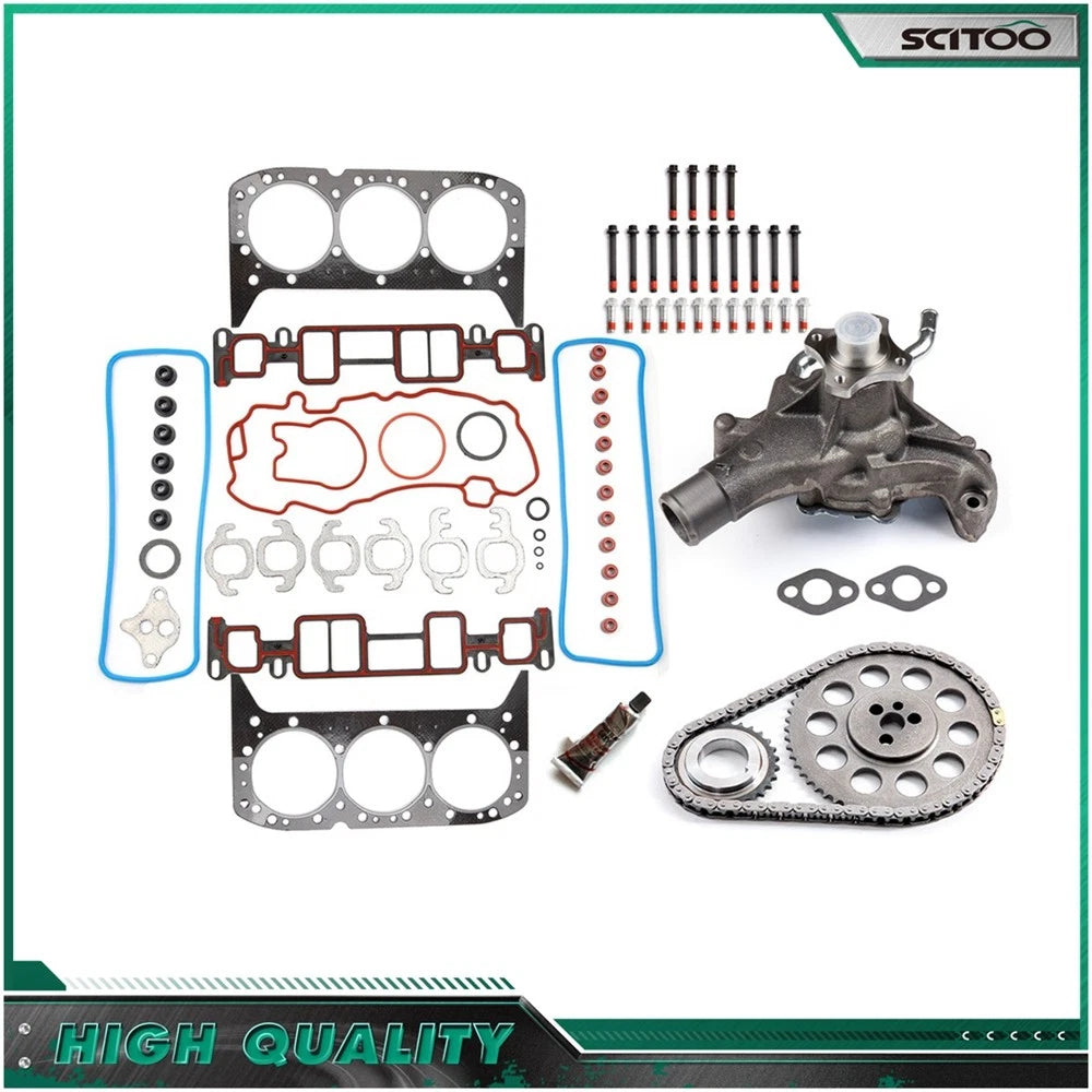 Set of 10 Diamond Head Gasket Bolts & Water Pump Timing Chain Kit for GMC Jimmy (2001)