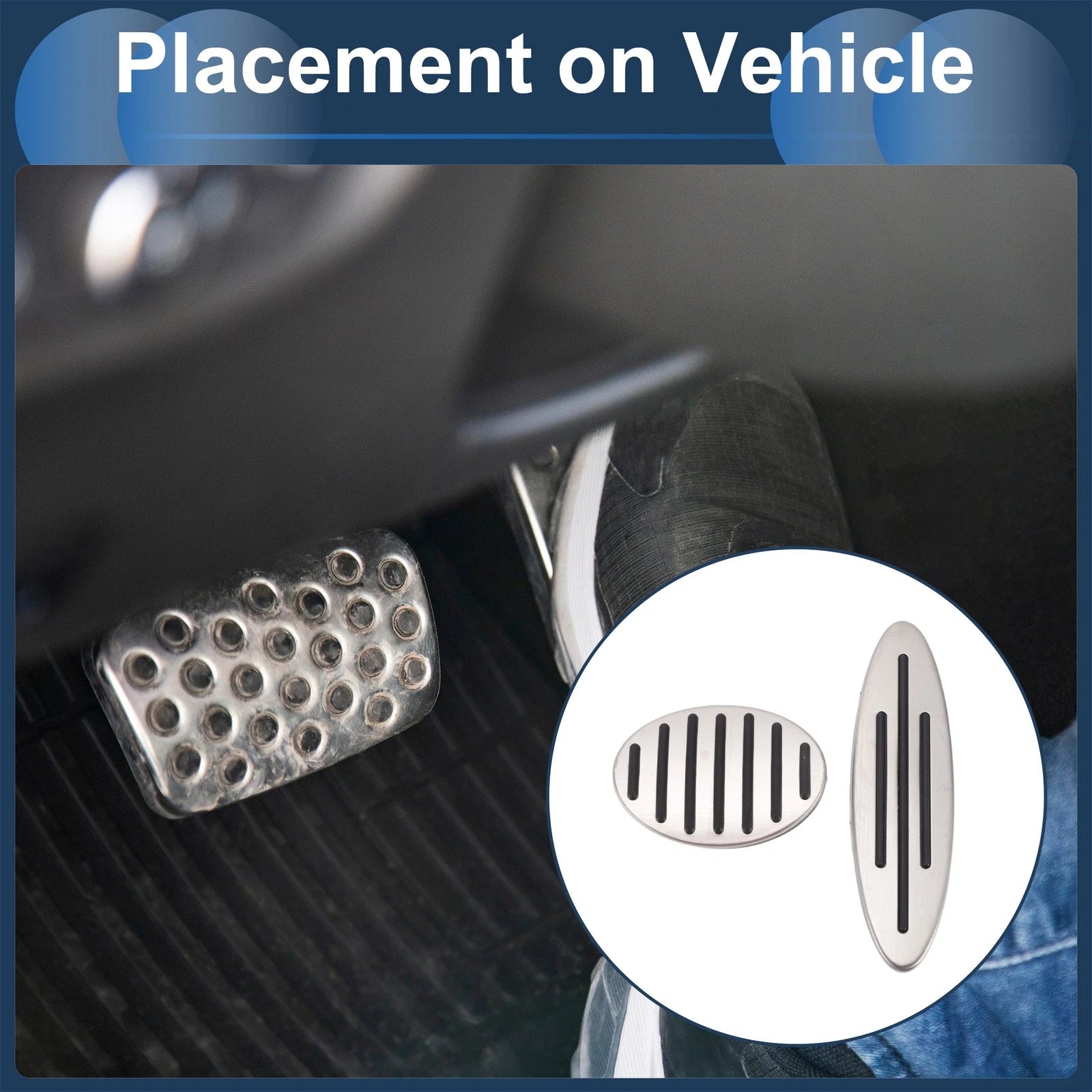 2X Foot Accelerator Pedal Covers for BMW Mini Coupe (R58) (2012–2015) Silver Tone
