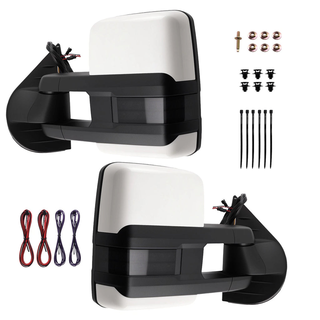 Heated Mirror for Chevrolet Avalanche (2007–2013) White Extendable YH-3351
