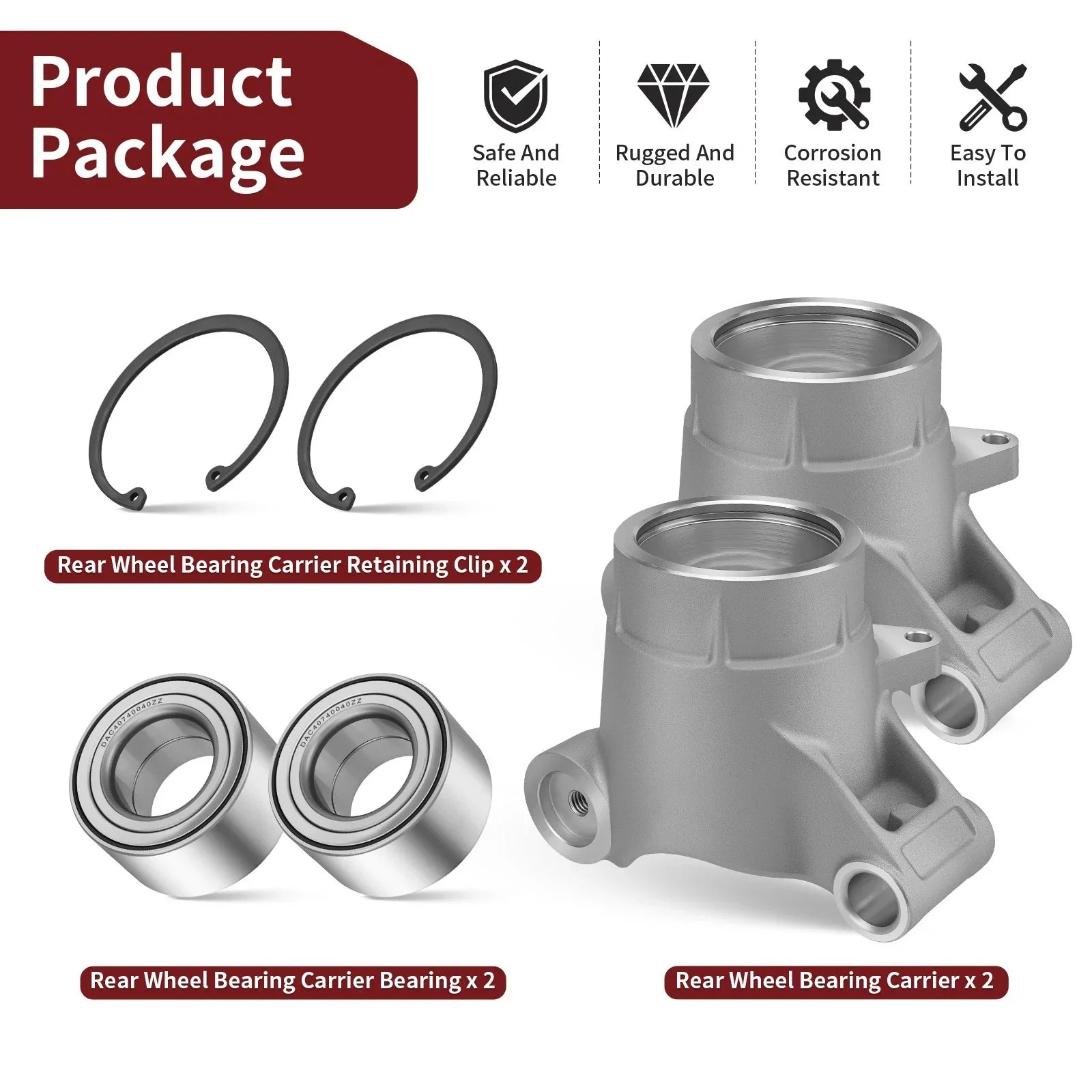 2 x Rear Wheel Bearing Carrier for Polaris Sportsman 450 HO (2016–2025)