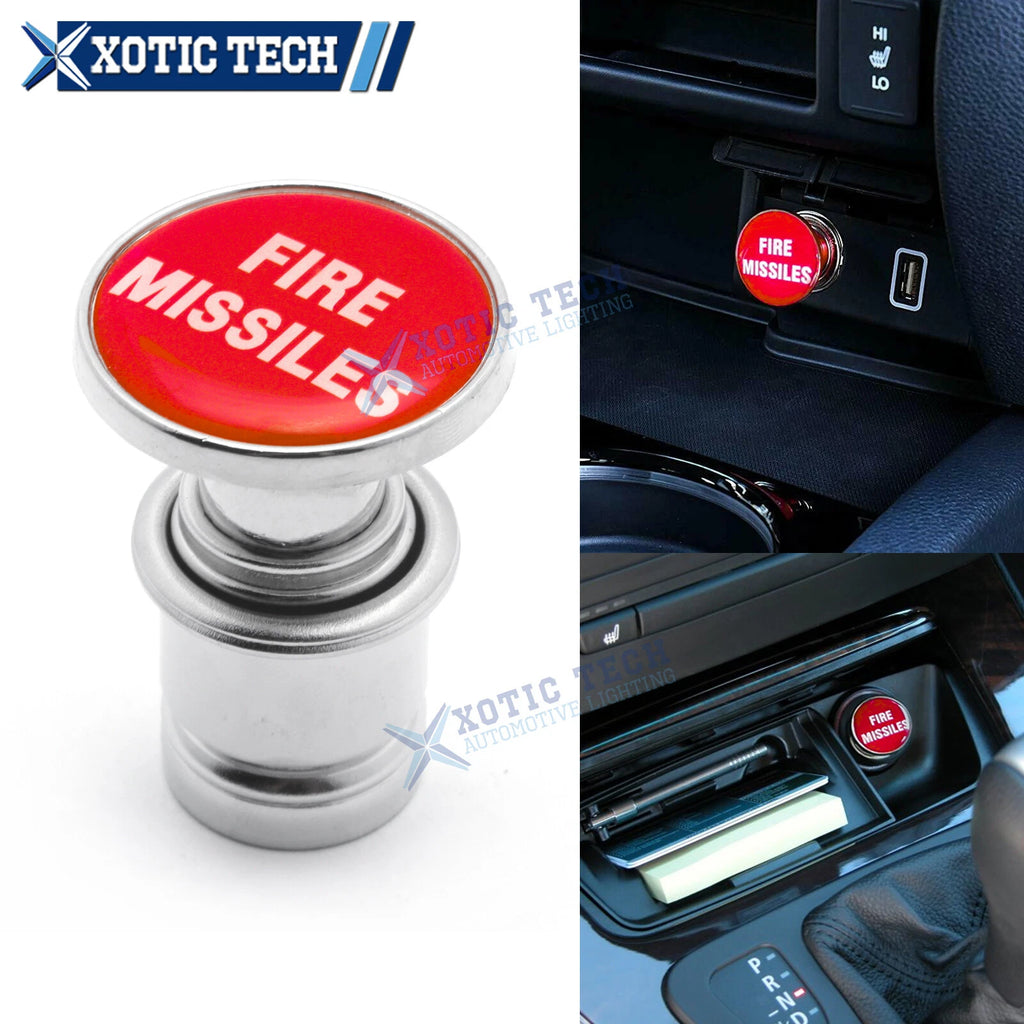 Red Fire Missile Cigarette Lighter Plug Button Cover for Universal Vehicles (1PC)