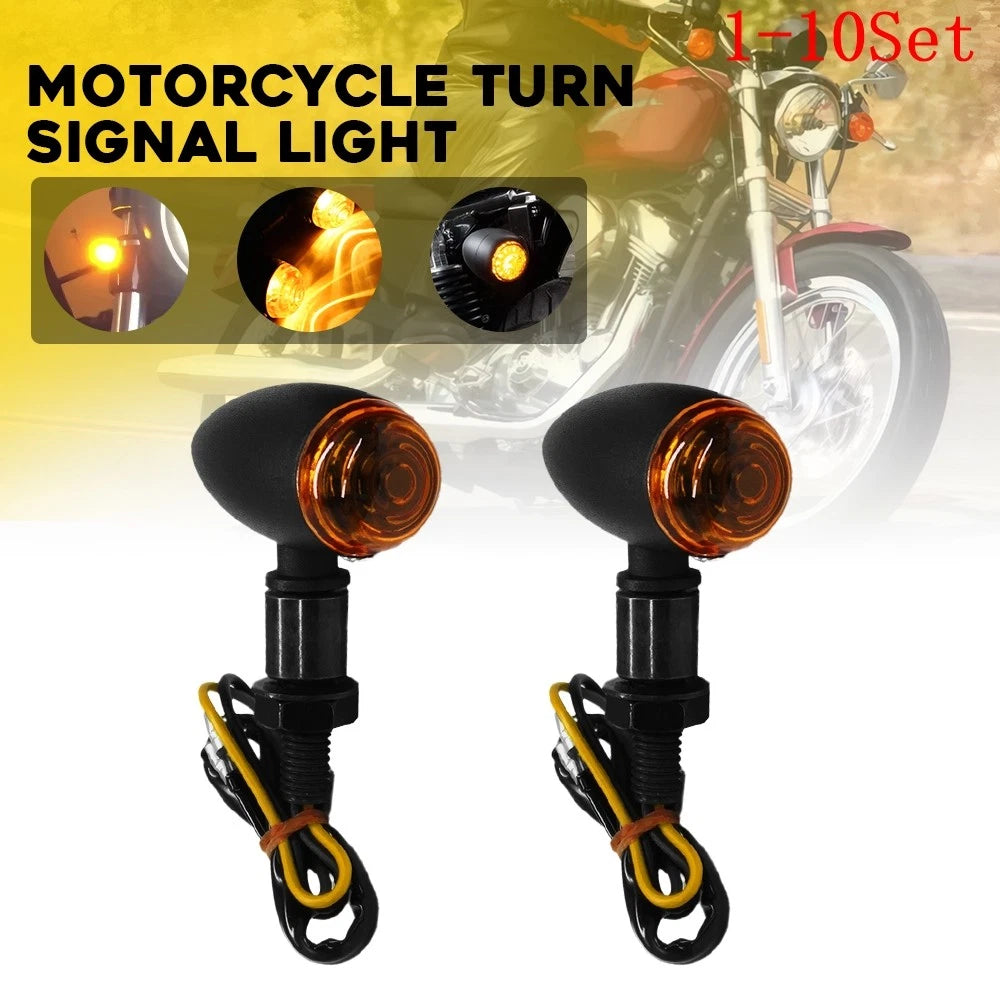 Set of 2 Black Motorcycle Turn Signal Lights for Make Model