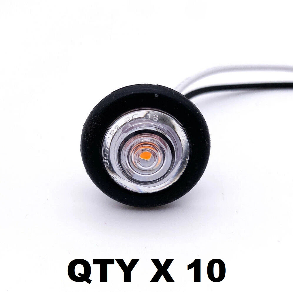 Mini Amber LED Marker Clearance Light with Grommet for Truck RV (Universal)