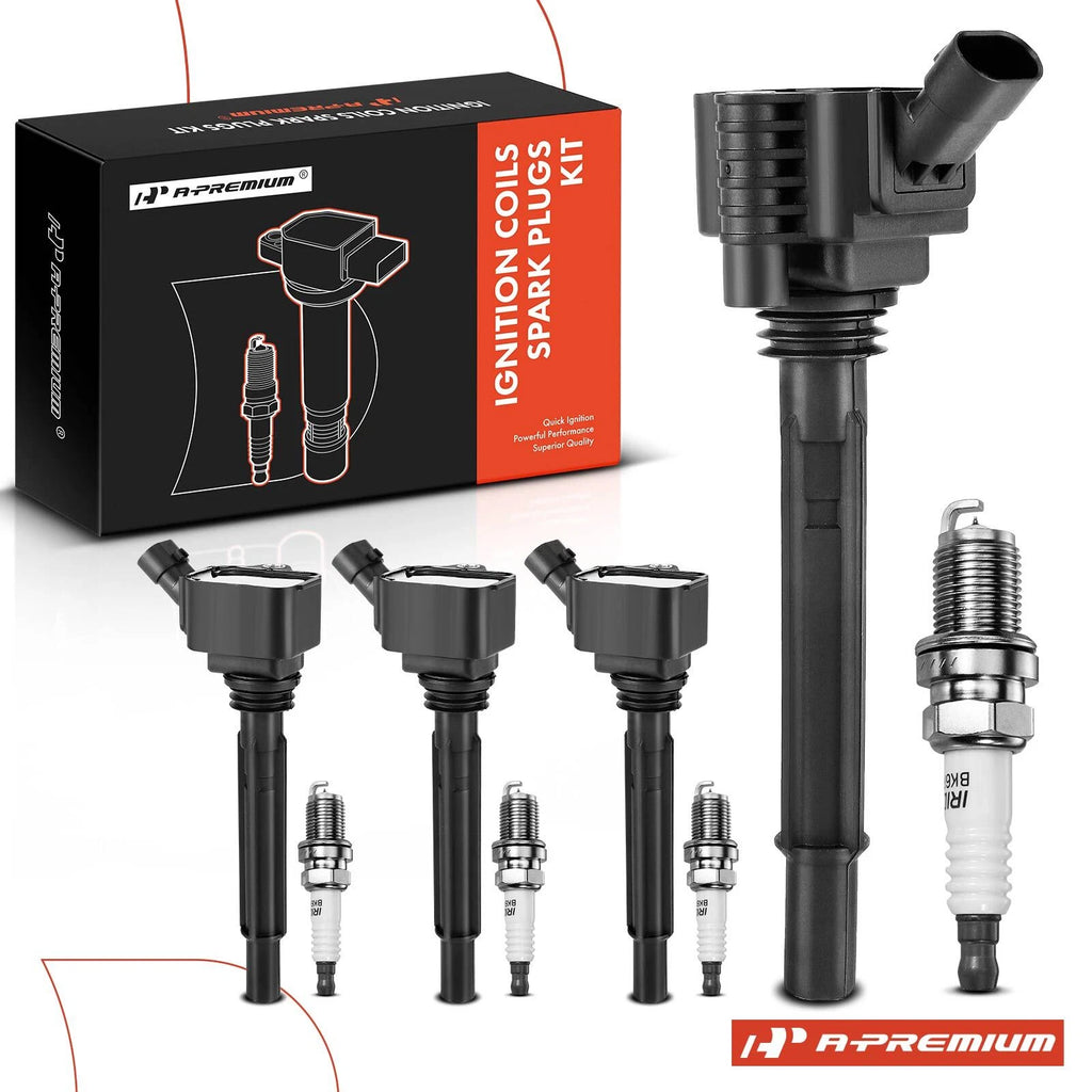 Set of 4 Ignition Coils & Iridium Spark Plugs for Jeep Renegade (2015–2018)
