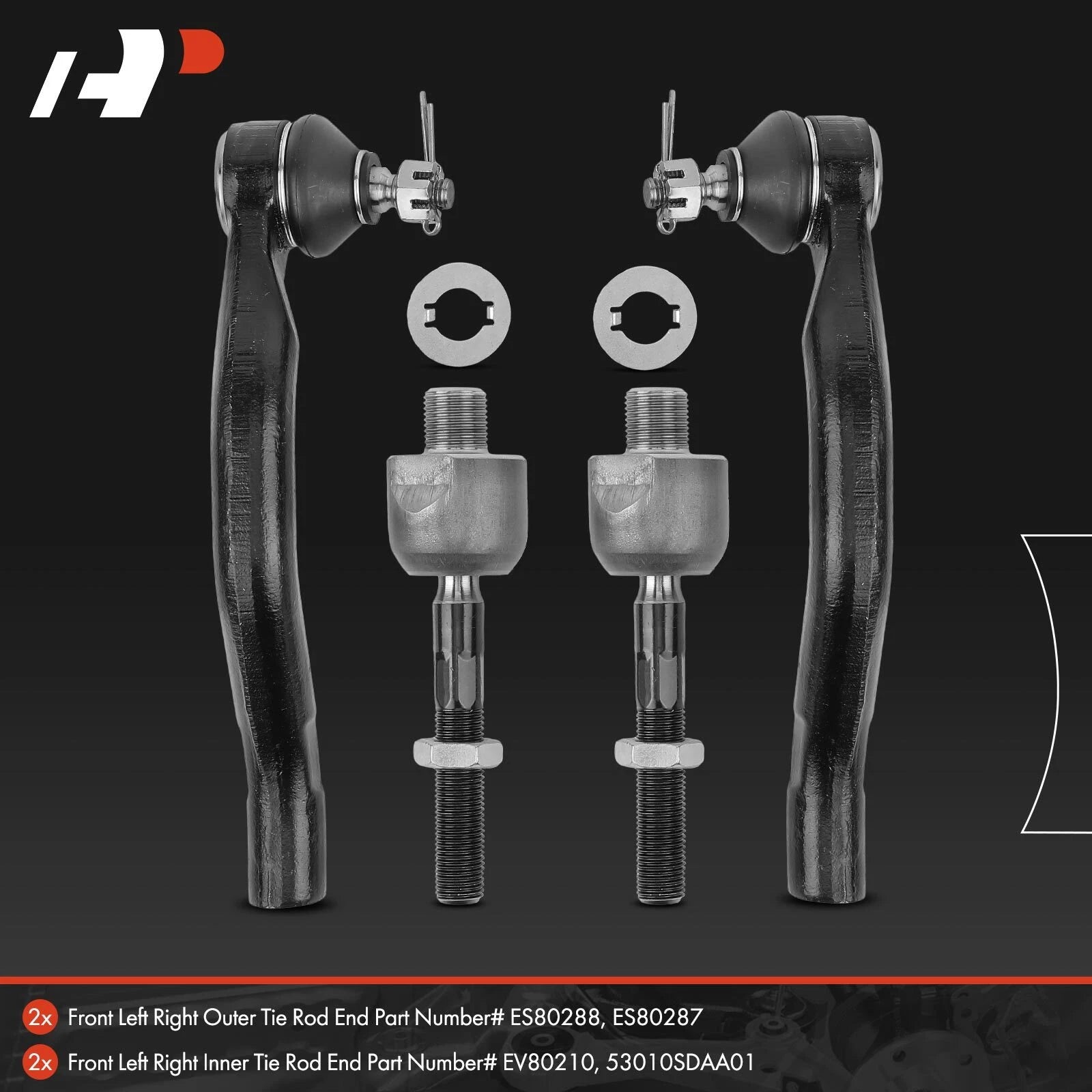Set of 4 Inner & Outer Tie Rod Ends for Honda Accord (2003–2007) Acura TSX (2004–2008)