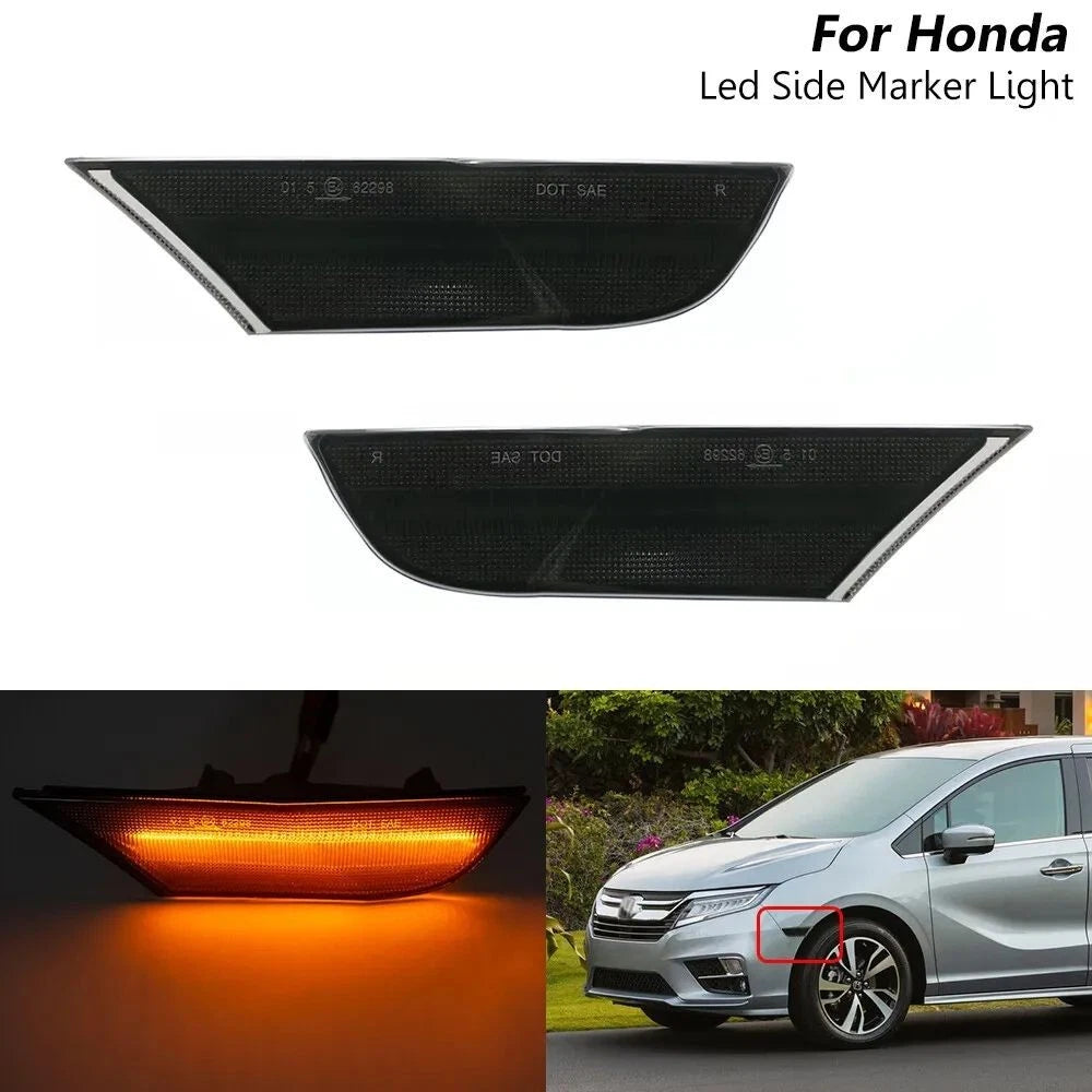 2X LED Amber Front Bumper Side Marker Lights for Honda Odyssey RL6 (2018–2024)
