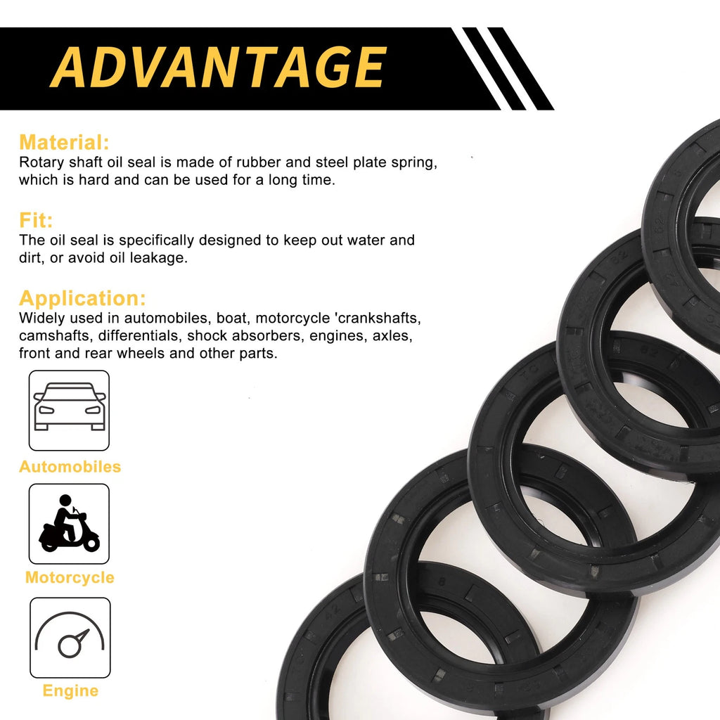 Set of 5 Oil Seal Rotary Shaft Seal NBR Rubber 42x62x8mm