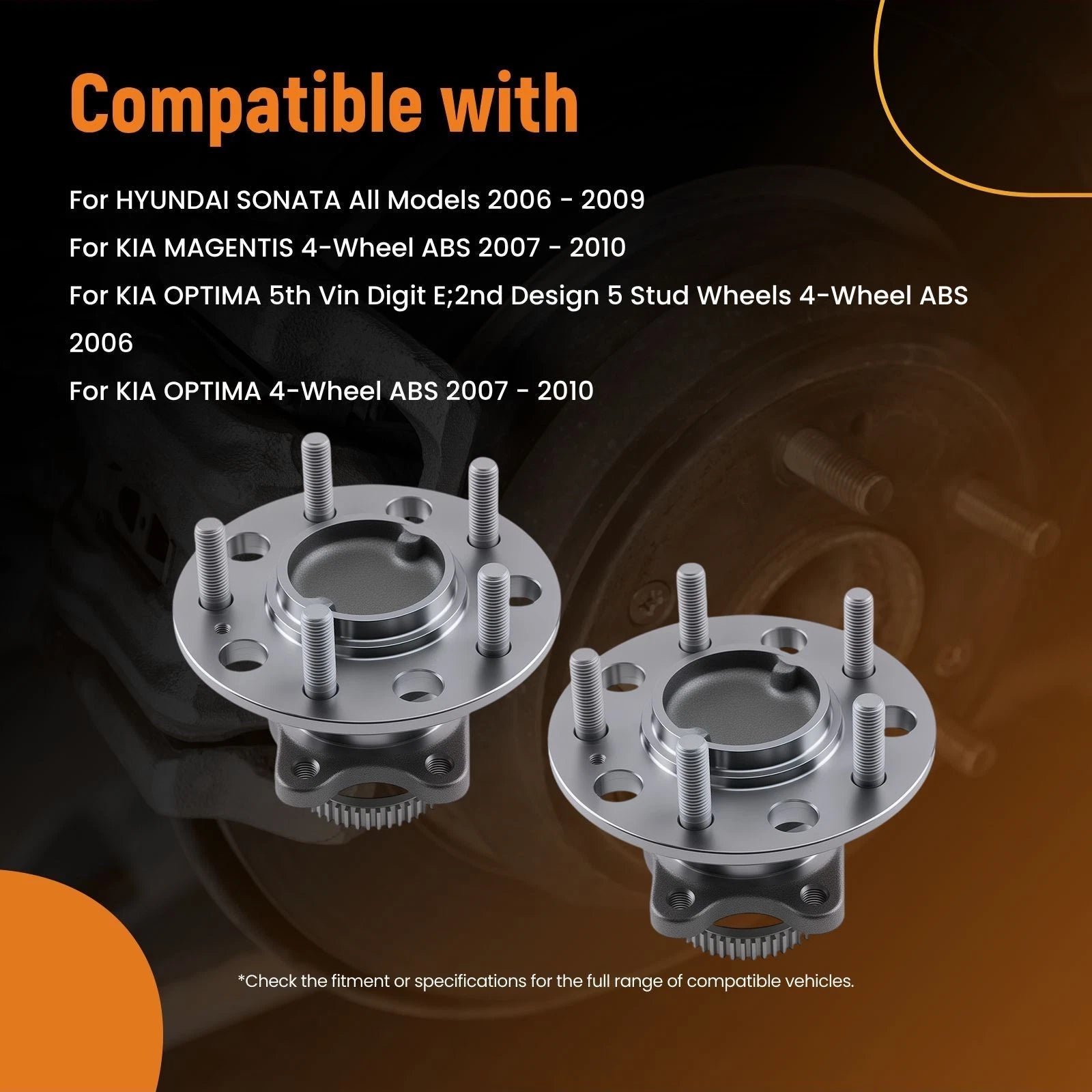 Rear Wheel Bearing Hub Assembly for Hyundai Sonata (2006–2009) SK512265 ABS