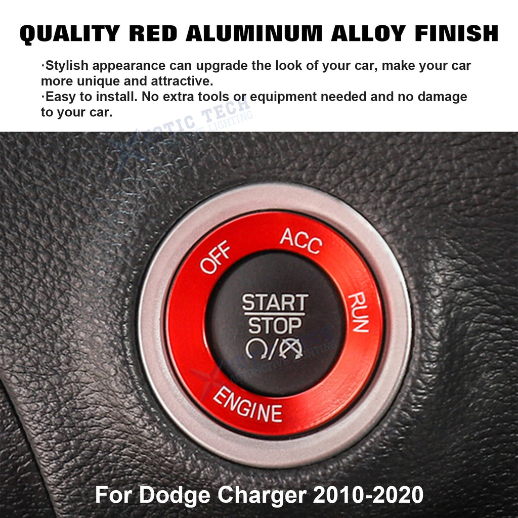 Red Engine Start Stop Button Switch Ring Cover Trim for Dodge Charger (2010-2022)