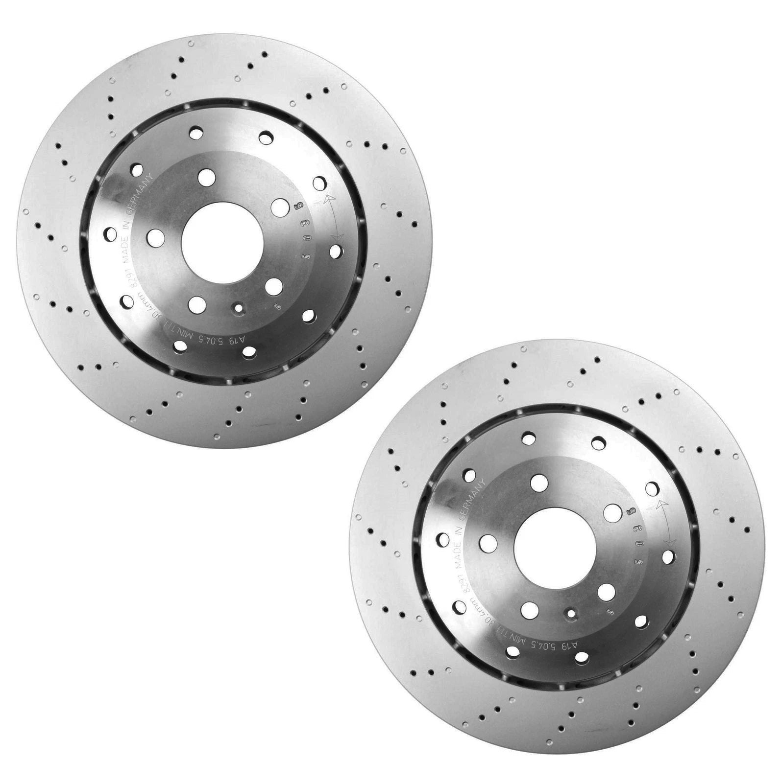 2X Rear 356mm Drilled Brake Disc Rotors for Audi R8 (2007–2015)