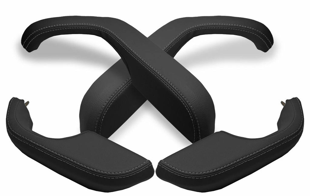 Set of 4 Leather Door Armrest Panel Covers for BMW E28 (1982–1988) Gray Stitch