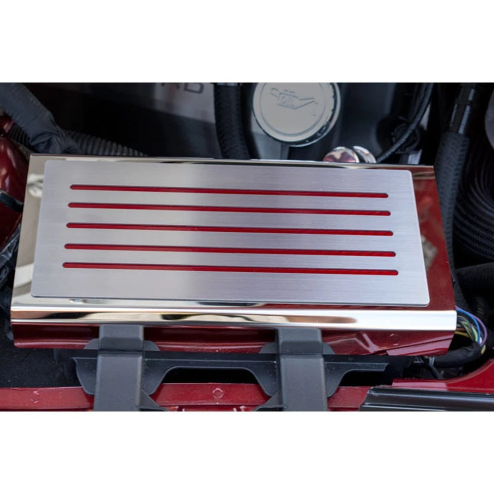 Fuse Box Cover w/Yellow Carbon Fiber Inlay&Brushed Plate for 2016 Mustang GT