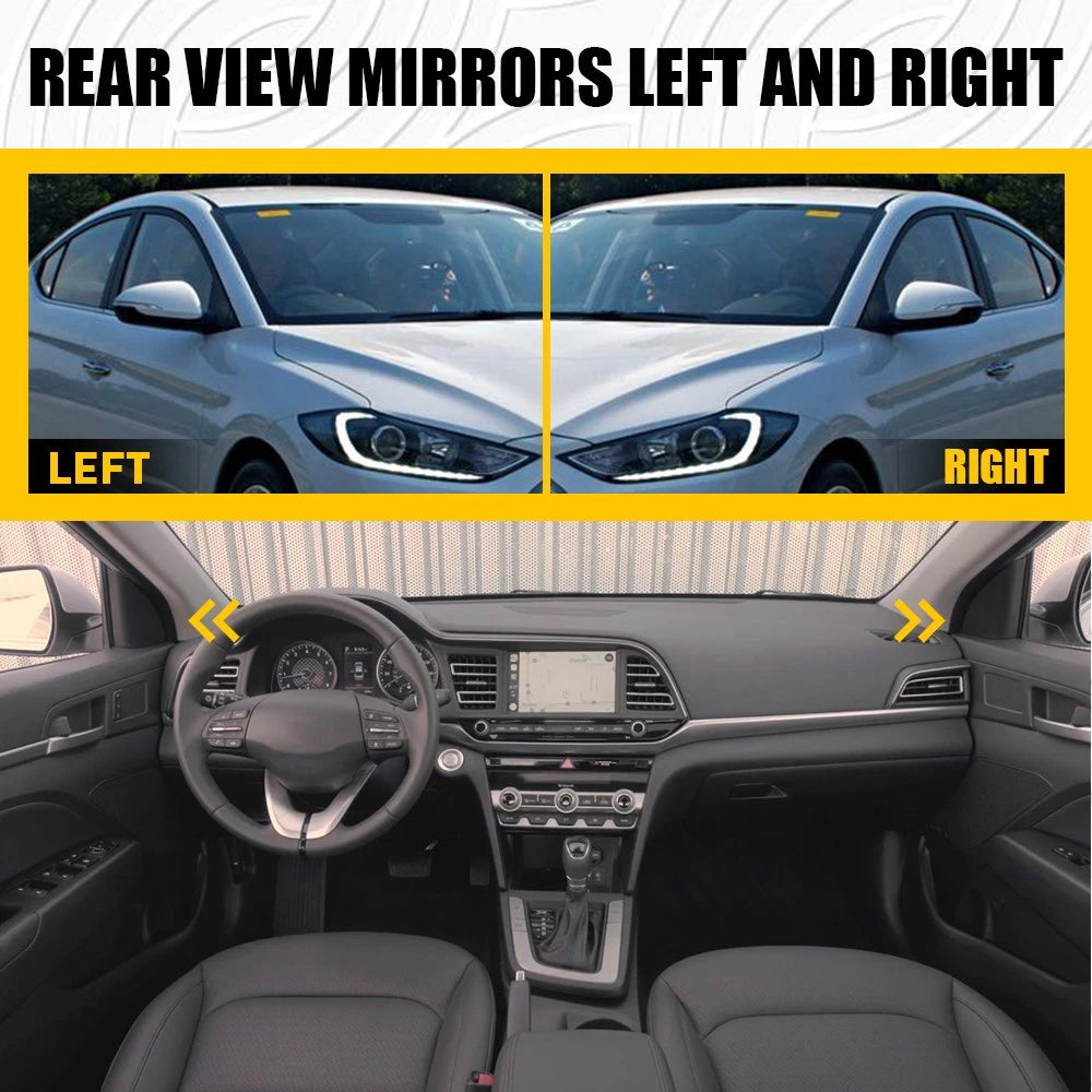2X Fender Pillar Trim Corner Mirror Molding for Hyundai Elantra (2017–2020)