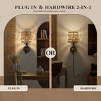 Wall Sconce with Rattan Shade for Farmhouse Style Lighting