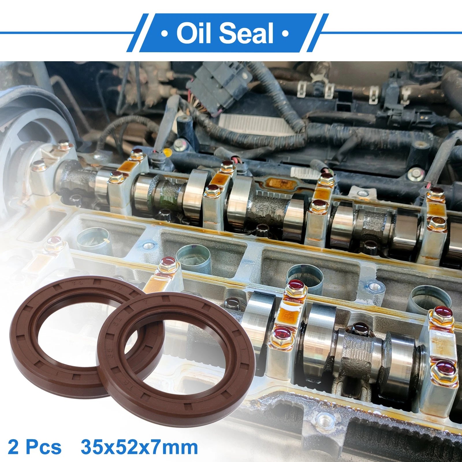 2X Oil Seal Rotary Shaft Seal   35x52x7mm FKM Rubber