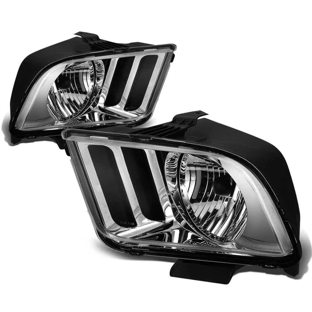 Chrome Housing Clear Lens Headlight & Smoked LED Fog Light Kit for Ford Mustang (2005–2009)