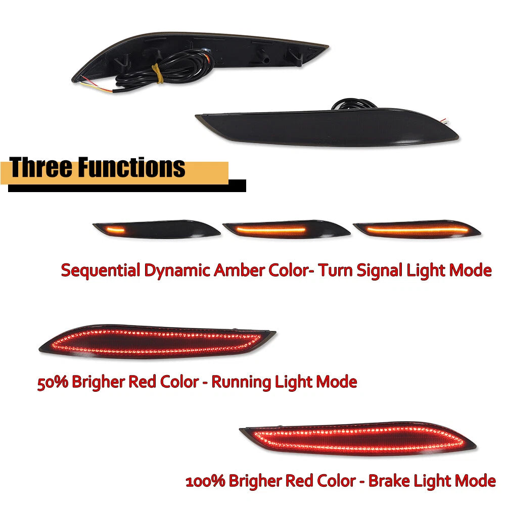 3-in-1 Rear Tail Fog Light Sequential Turn Signal Smoked for Chevy Cruze