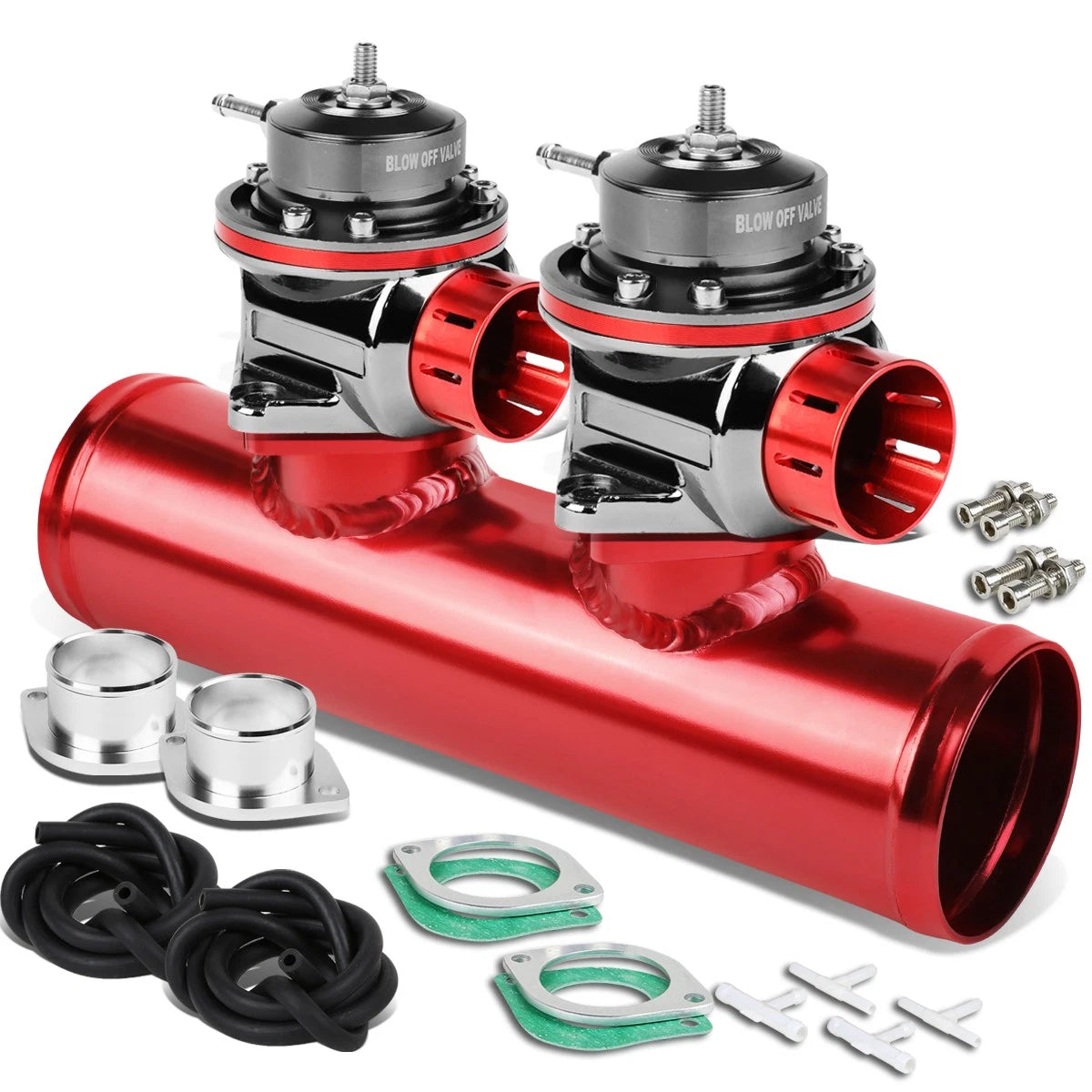 Universal Red Type-FV 2-Bolt Blow Off Valve + 2.5" Dual Port Flange Adapter