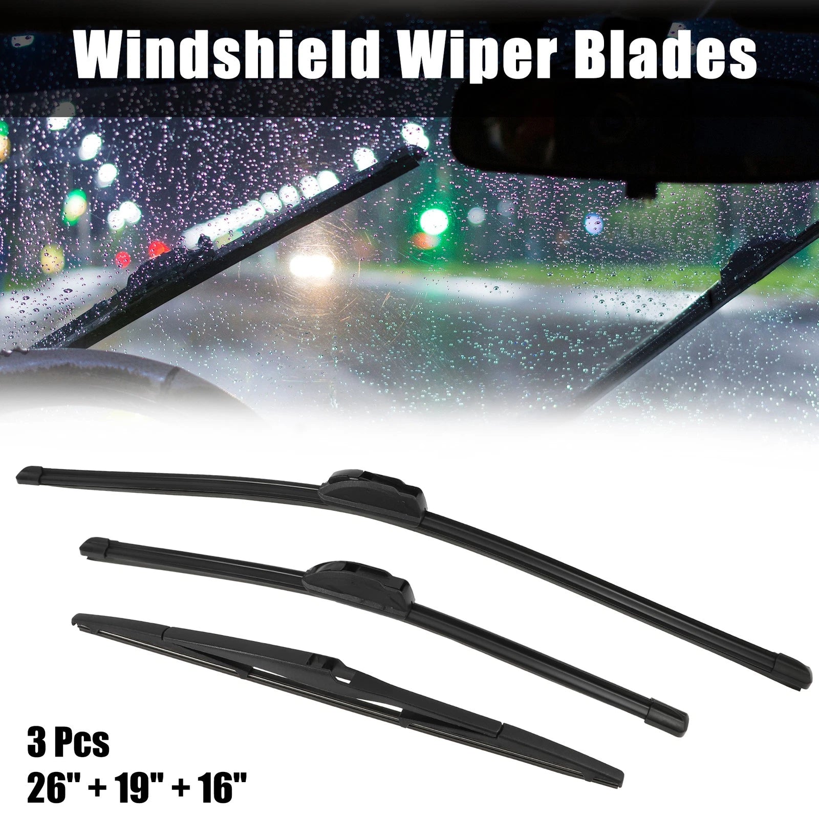 Set of 3 Windshield Wiper Blades for Toyota Prius (2010–2015)