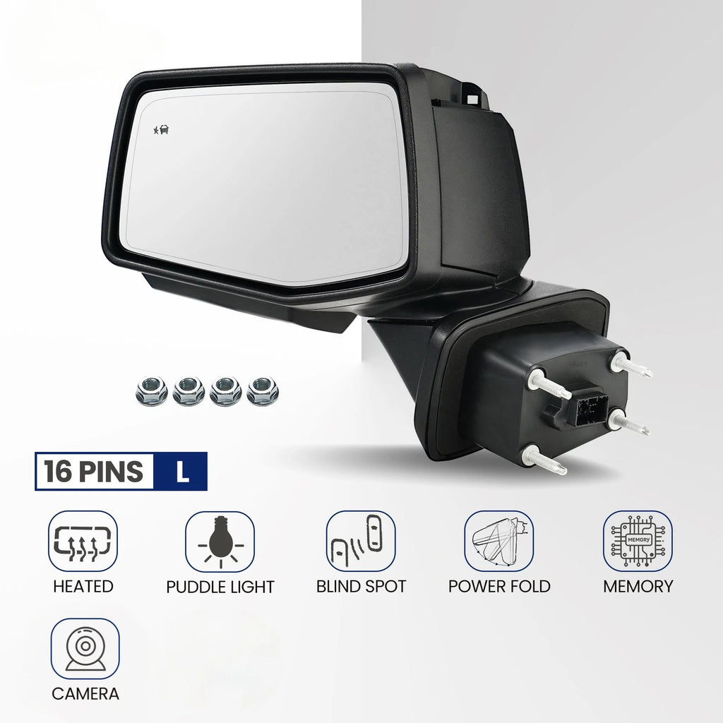 Side Mirror with Camera for Chevy Silverado 1500 (2019–2024) 16 Pin Left