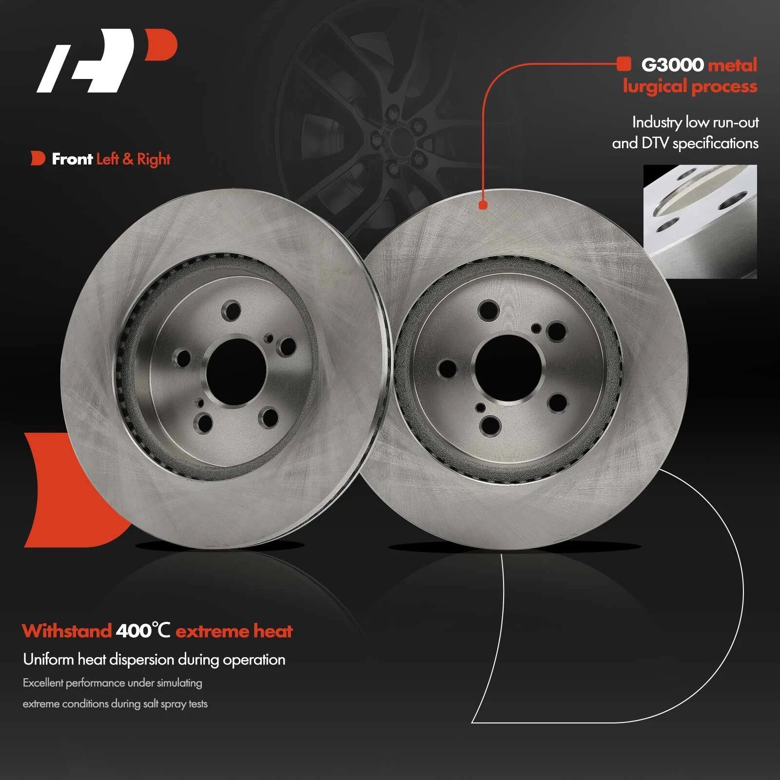 Front Side Disc Brake Rotors for Toyota Corolla & Prius Prime (2019–2022)
