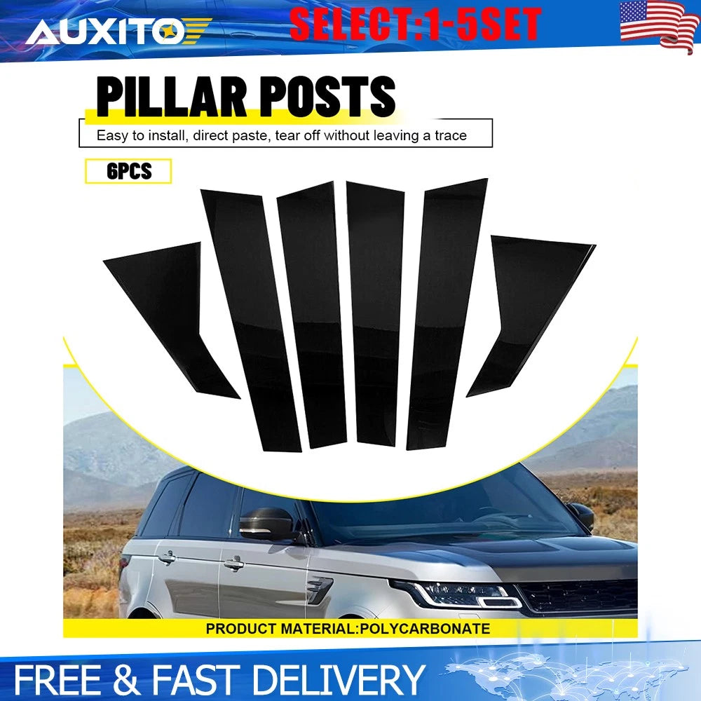 Gloss Black Pillar Posts Door Window Trim for Range Rover Sport (2014–2022) 6-30X