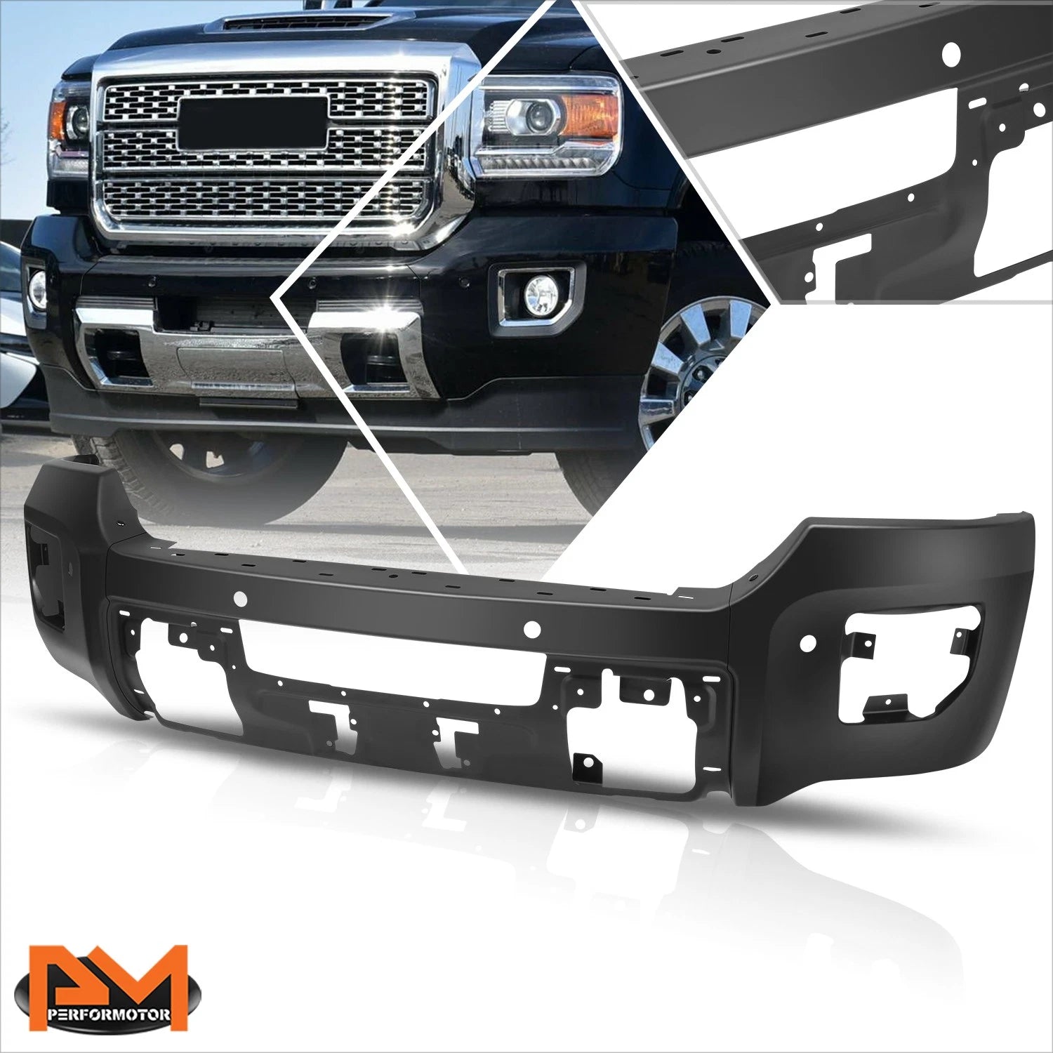 Front Bumper Face Bar for GMC Sierra 2500 3500 HD (2015–2019) w/ Parking Sensor Holes