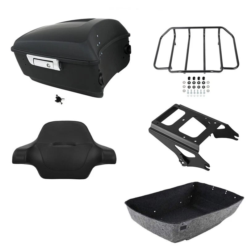 Matte Black Trunk Backrest Pad Rack for Harley Touring (2009–2013)
