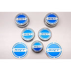 Chrome Cap Covers w/Sublime Green Vinyl 'SRT' Inlay for 2008-19 Challenger 5.7L