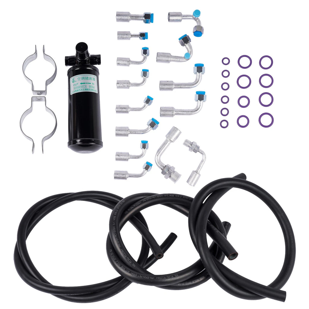 Universal 134a Air Conditioning Hose Kit with R-Ring, Fittings & Drier
