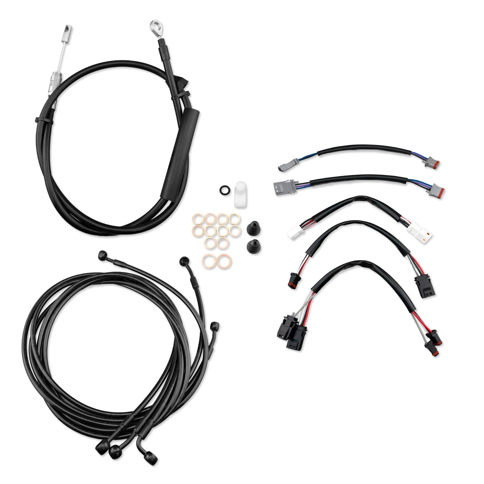 14" Black Extended Stainless Brake Line for Harley Electra Glide, Road King (2000–2023)